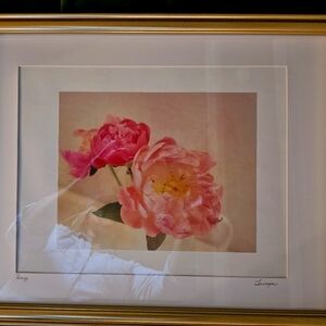 Local Renown Photographer Original Signed Gold Framed Peonies Art Print (2)